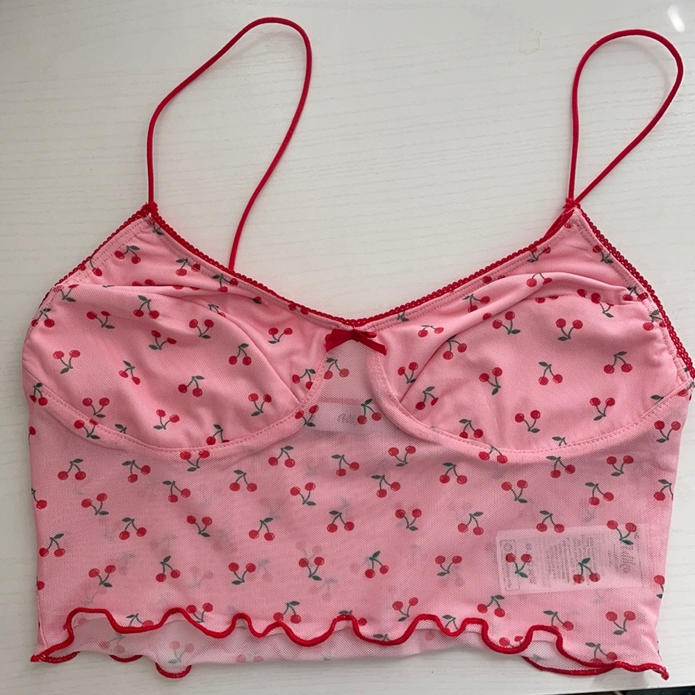 Adika Cherry Print Cropped Tank Top